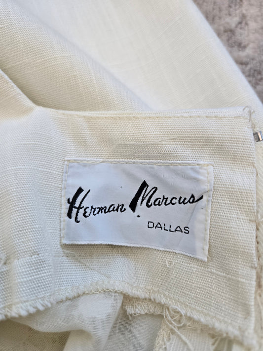 Herman Marcus Dallas Vintage 70s Ivory Woven Dress - medium