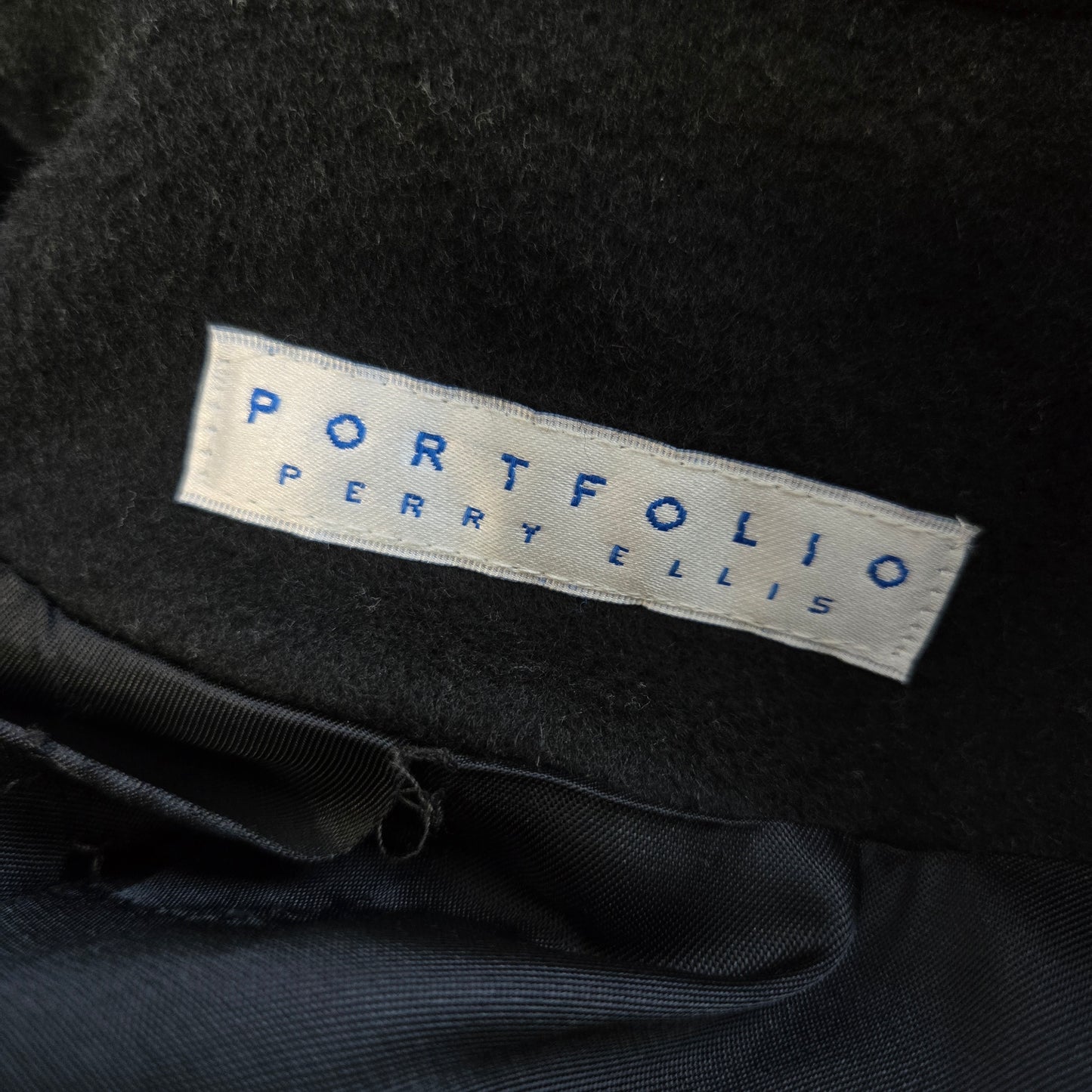 Perry Ellis Vintage Black Merino Wool Long Peacoat - size 8