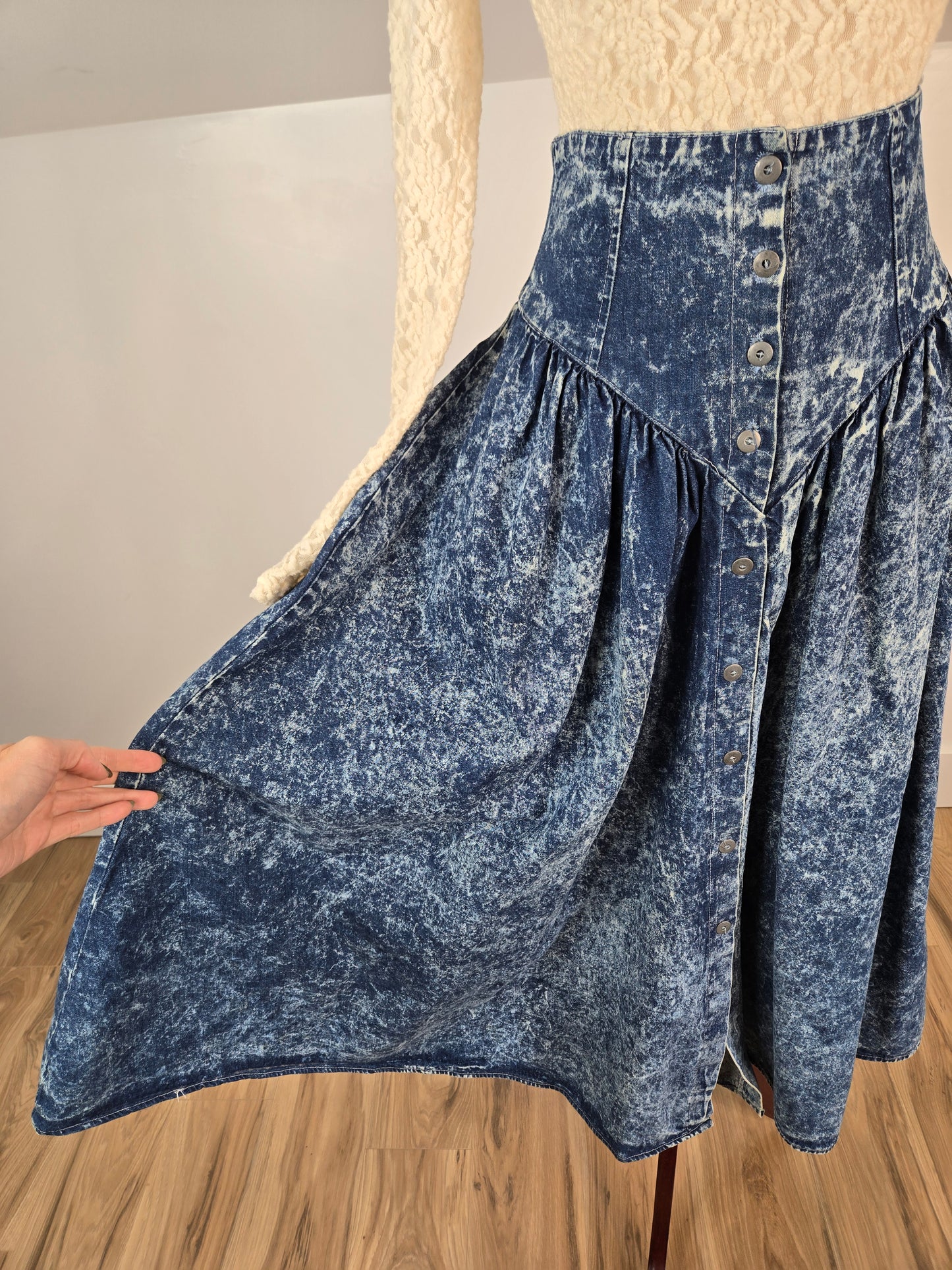 Good Things of California Vintage Acid Wash Denim Skirt - small