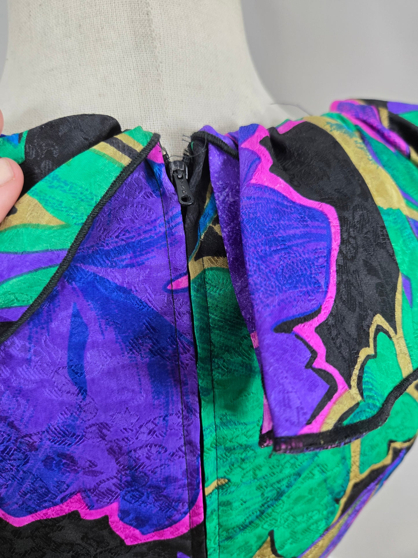 Morton Myles Vintage 1980s Silk Floral Dress - Small