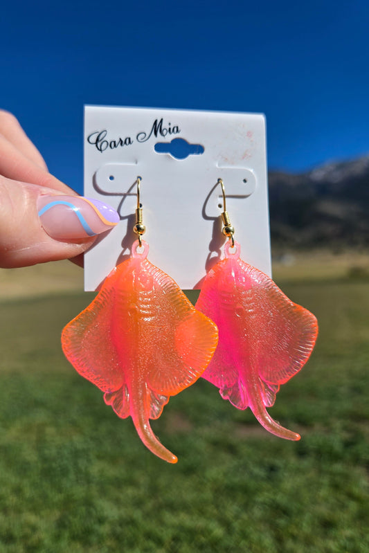 Deadstock Cara Mia Pink Rubber Singray Earrings - #2