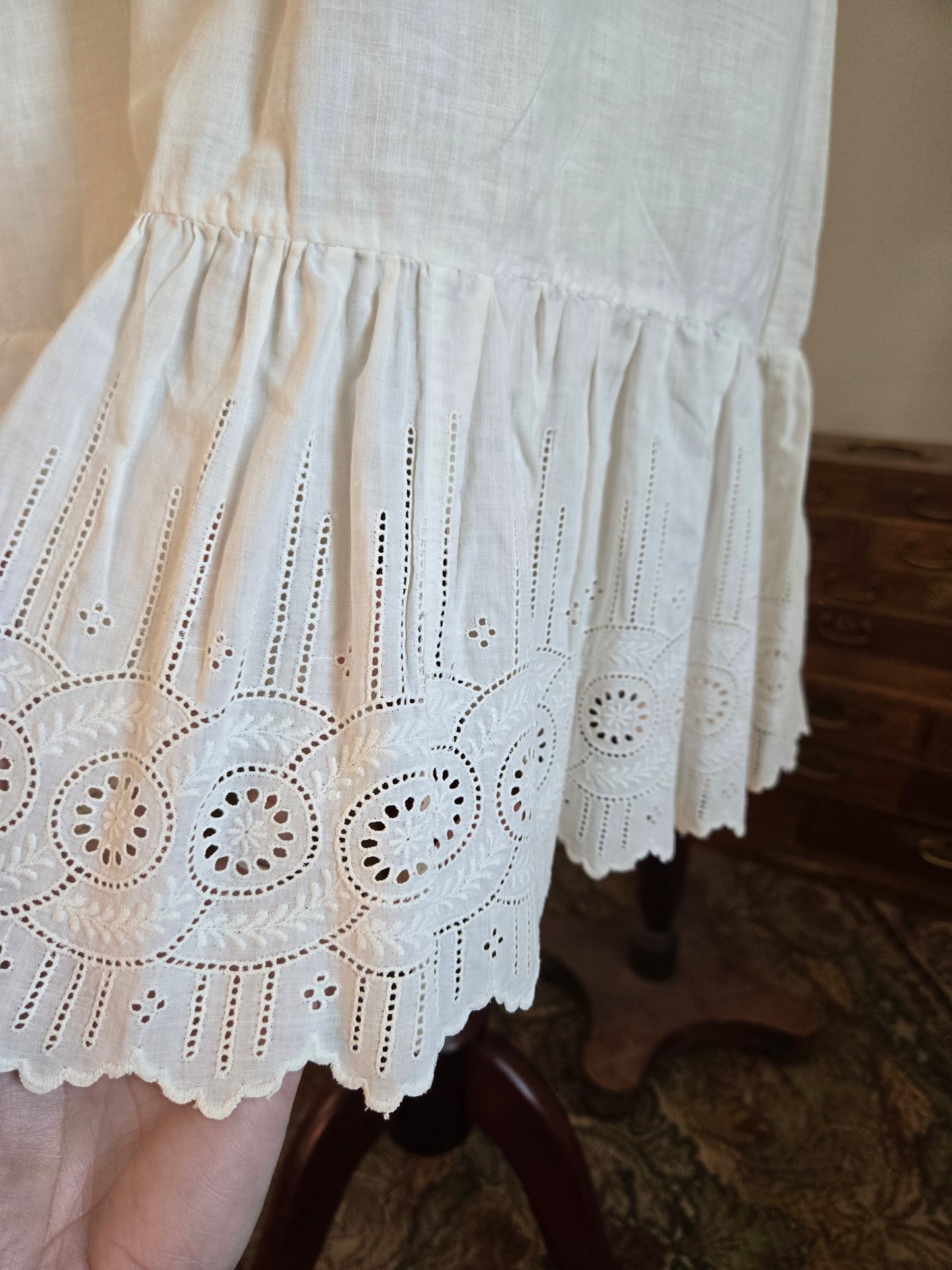 Vintage White Delicate Cotton Lace Slip Dress - small