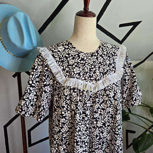 RM Made in Hawaii Vintage Black and White Floral Maxi Dress - XL