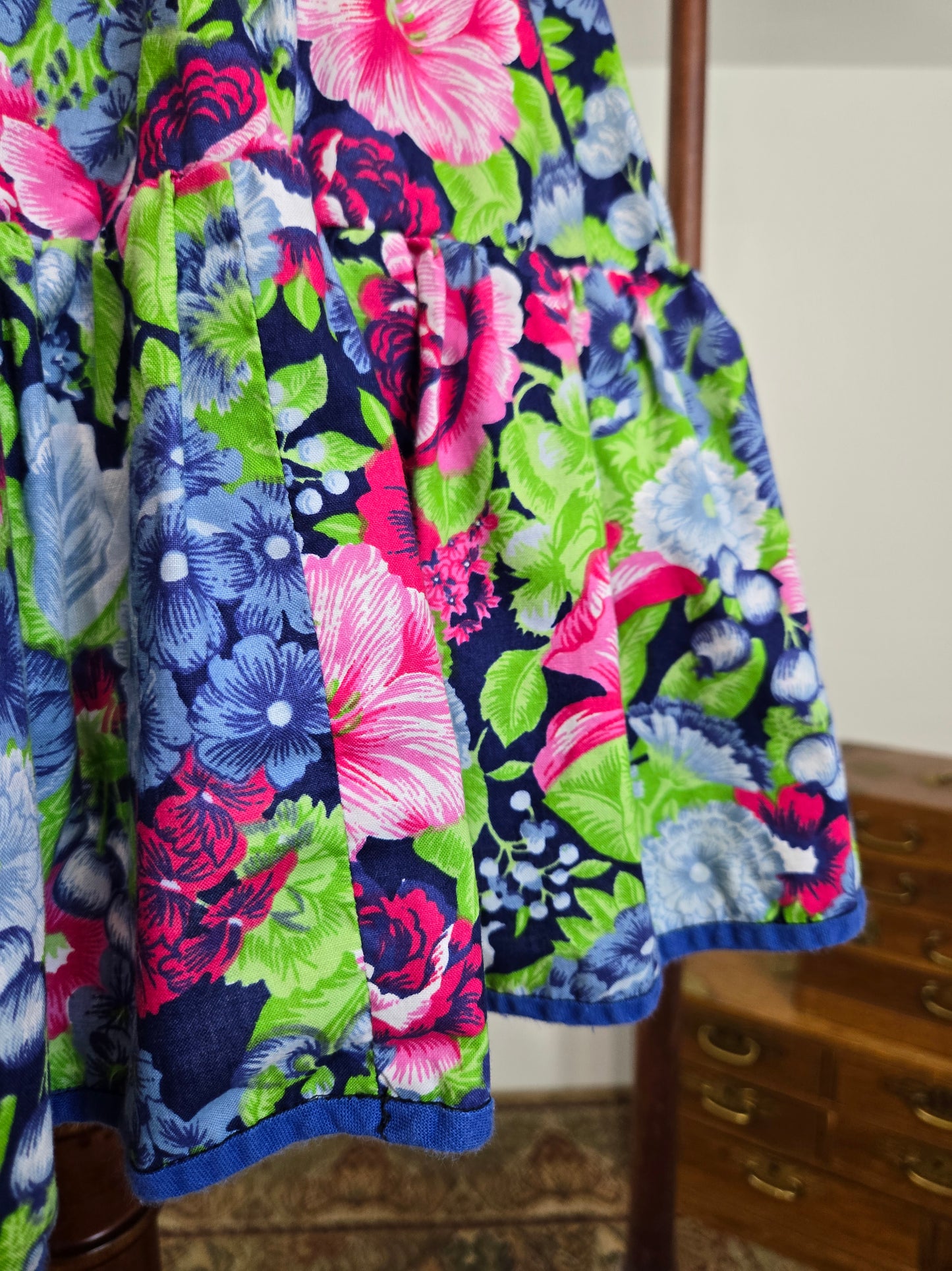 Vintage Floral Cotton Circle Skirt - S/M/L