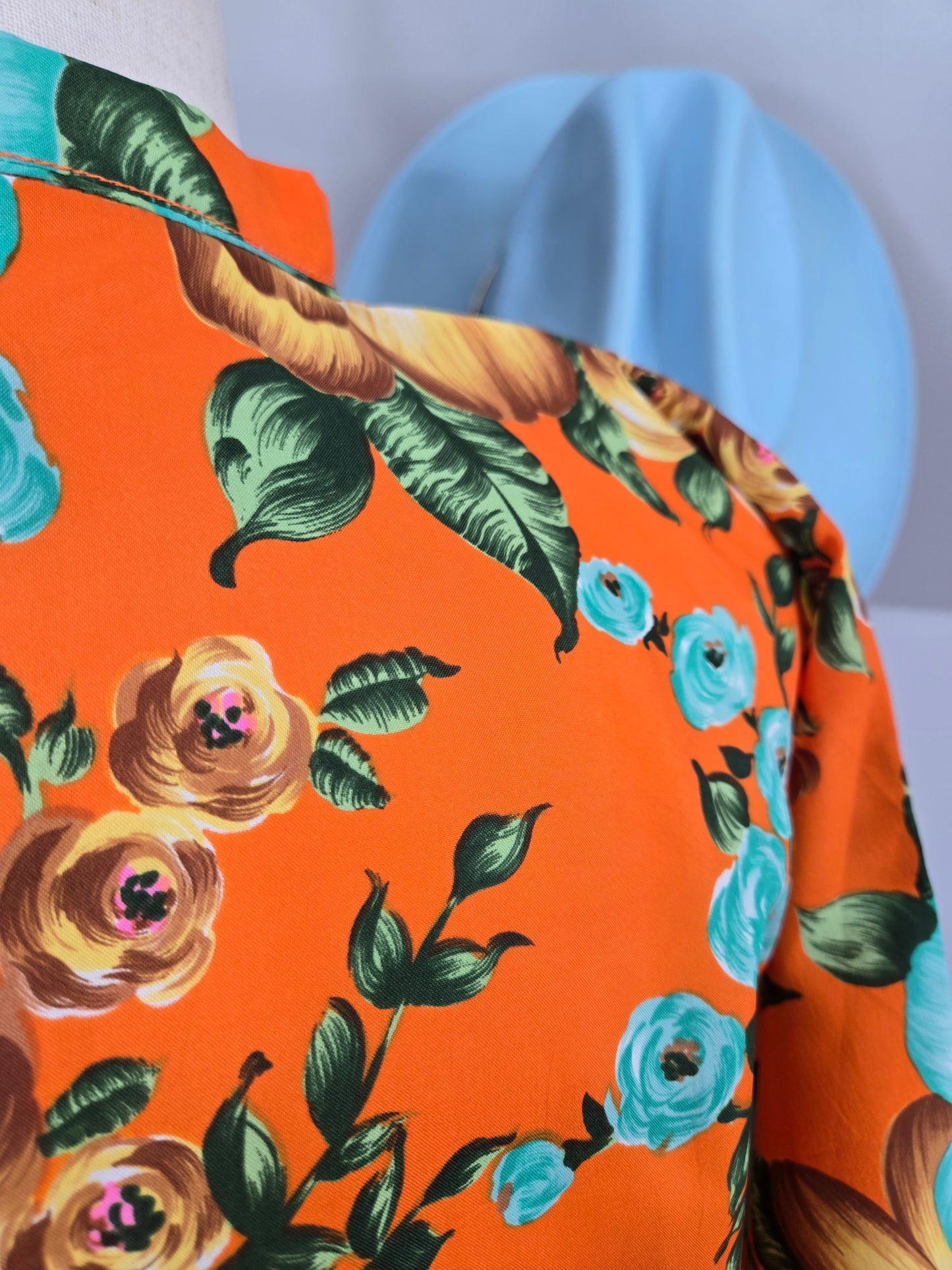 Vintage Dayglo Hawaiian Print Halftan Top - large