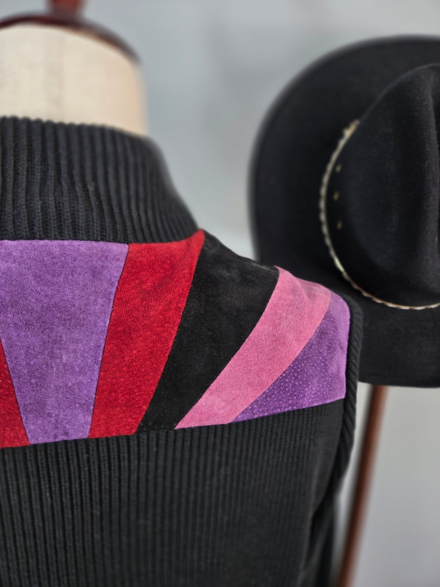 Bob Mackie Vintage Retro Patchwork Pink Leather Jacket - medium