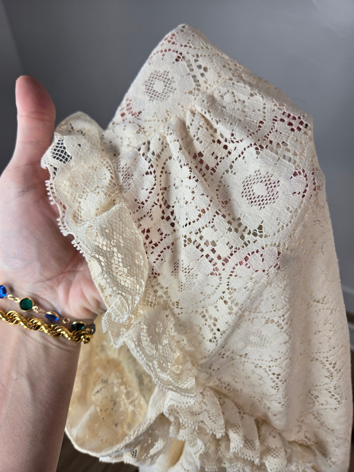 Tumbleweeds Vintage 70s Cotton Lace Ruffle Top - large