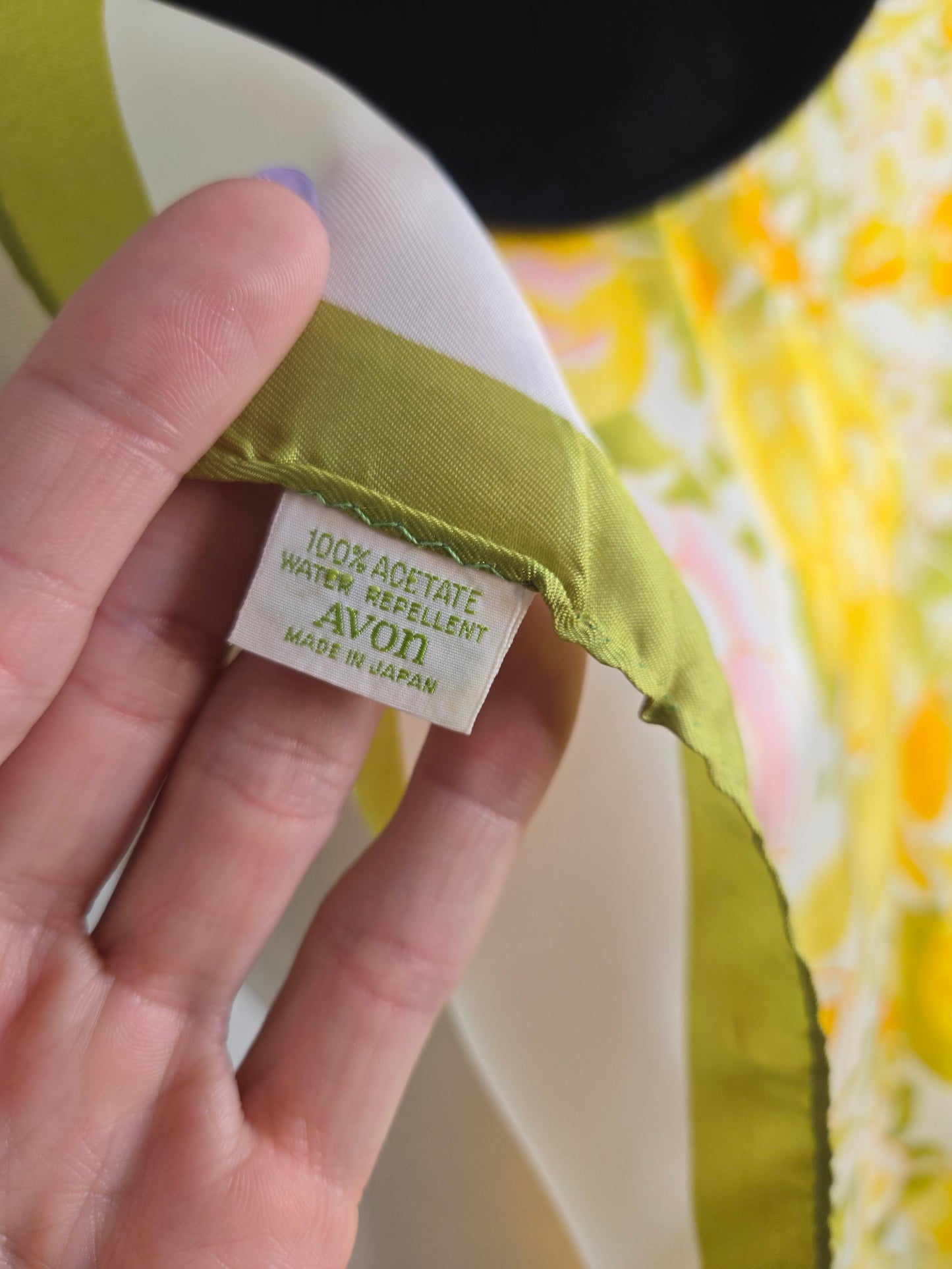 Vintage Avon Bright Yellow Floral Scarf Artist Signed