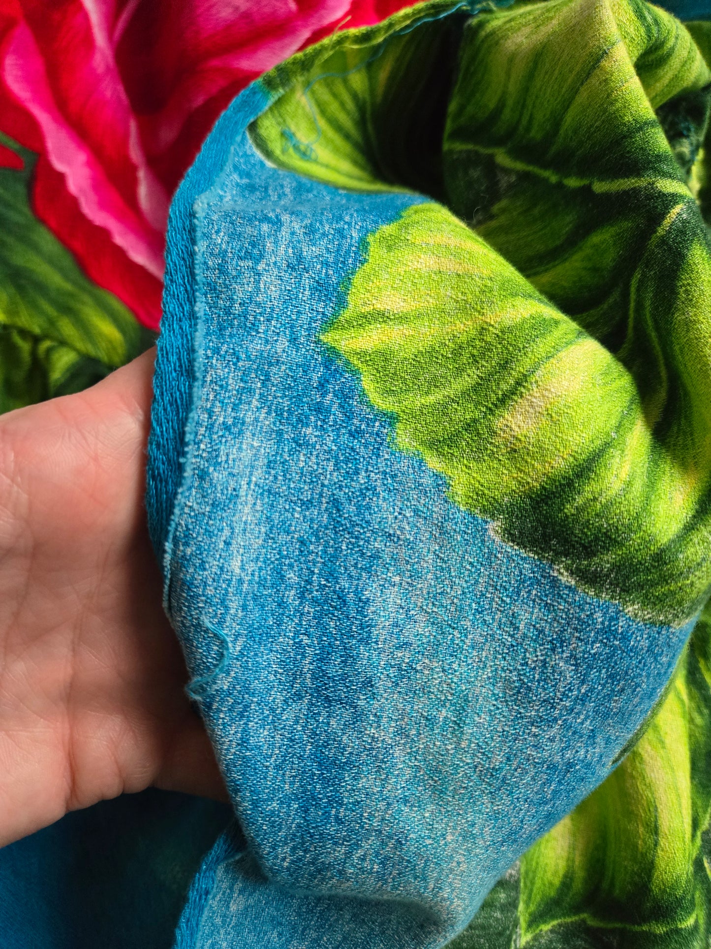 Vintage Barkcloth Large Flower Skirt - XS-M