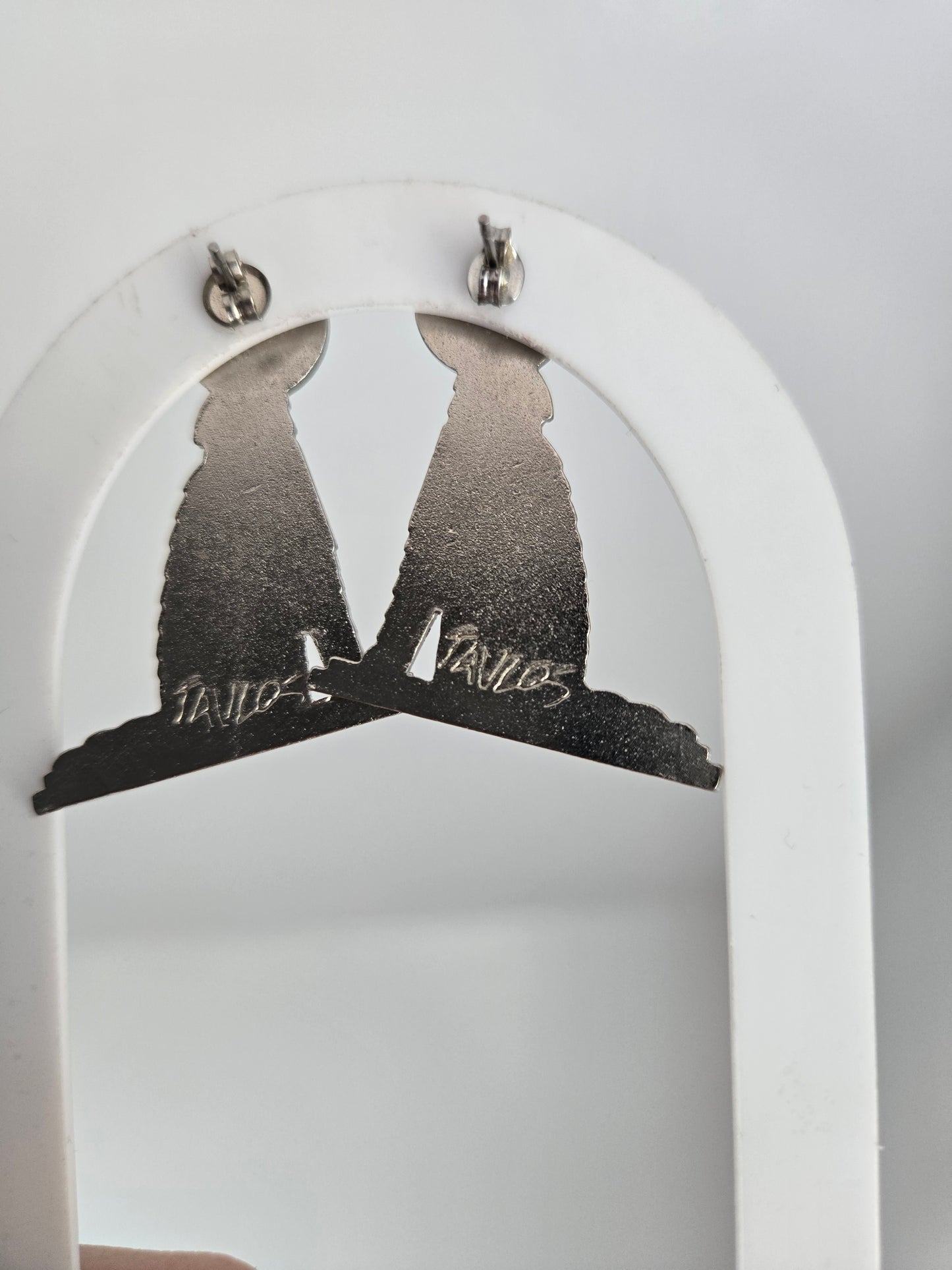 Signed Howling at the Moon Coyote Earrings - Pierced