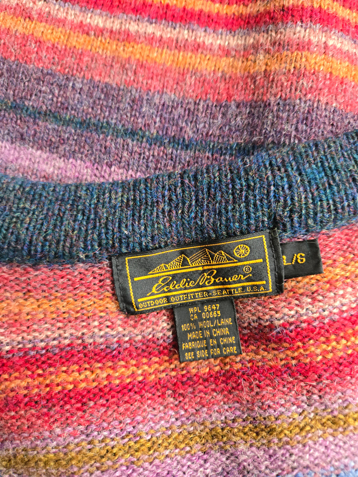 Vintage Eddie Bauer Colorful Patterned Wool Cardigan - L/XL