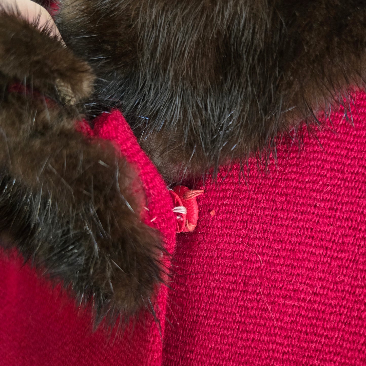 Holly Gab 1960s Red Australian Worsted Wool and Mink Fur Swing Coat - Medium