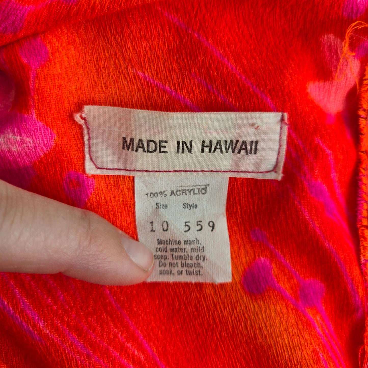 Made in Hawaii 70s Vintage Neon Day Glow Floral Dress - small