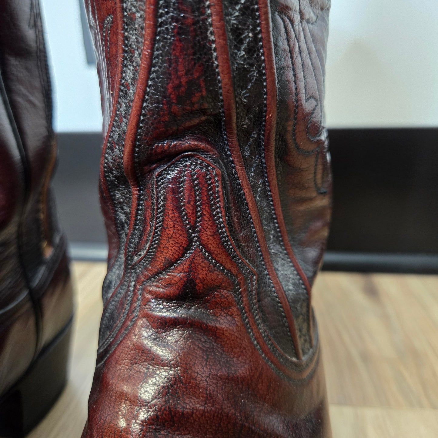 Lucchese San Antonio Black Cherry Leather Western Boots - Size 9 (womens)