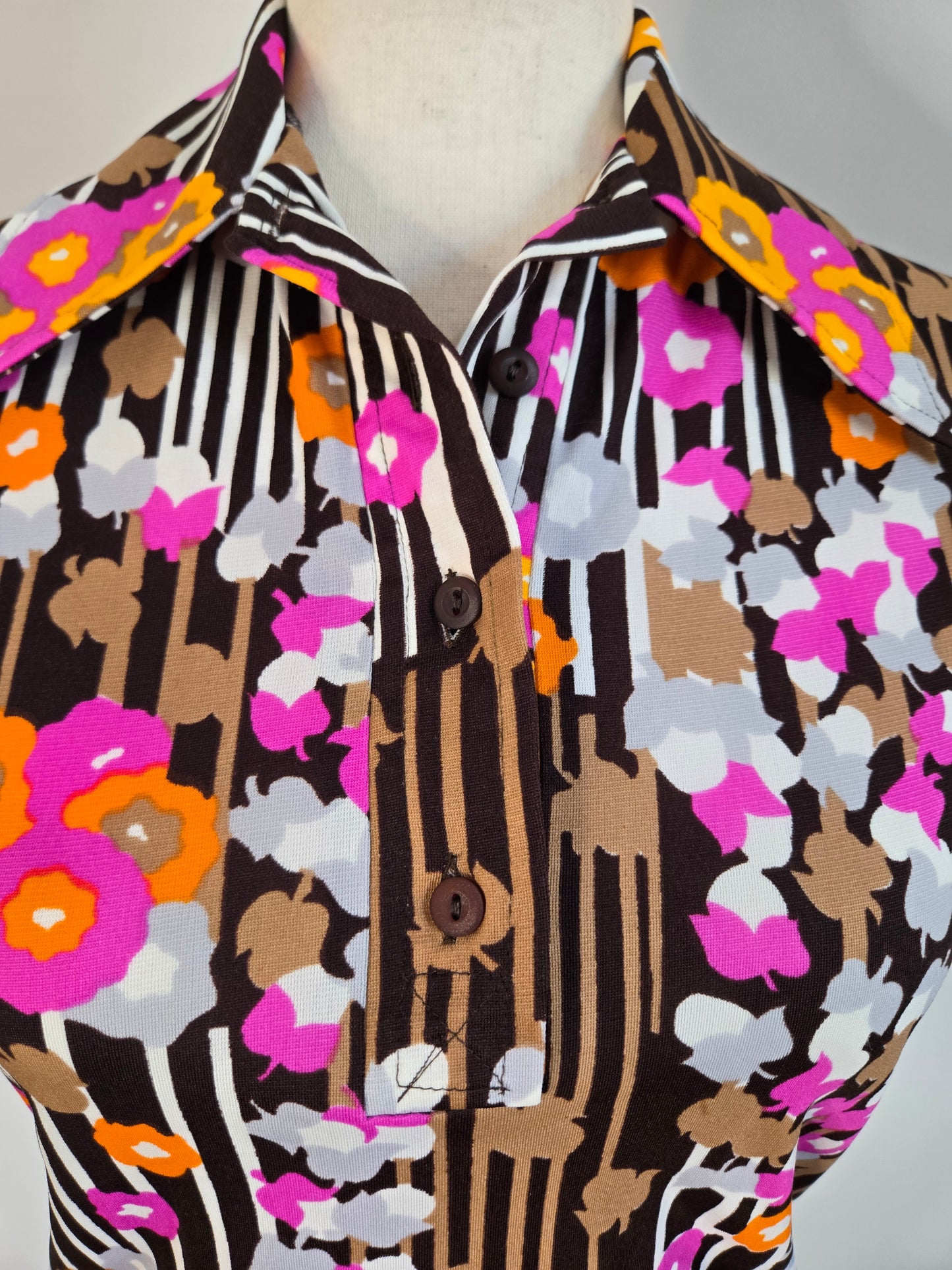 Vintage Psychedelic Print Nylon Top Made in Brazil - XS/S