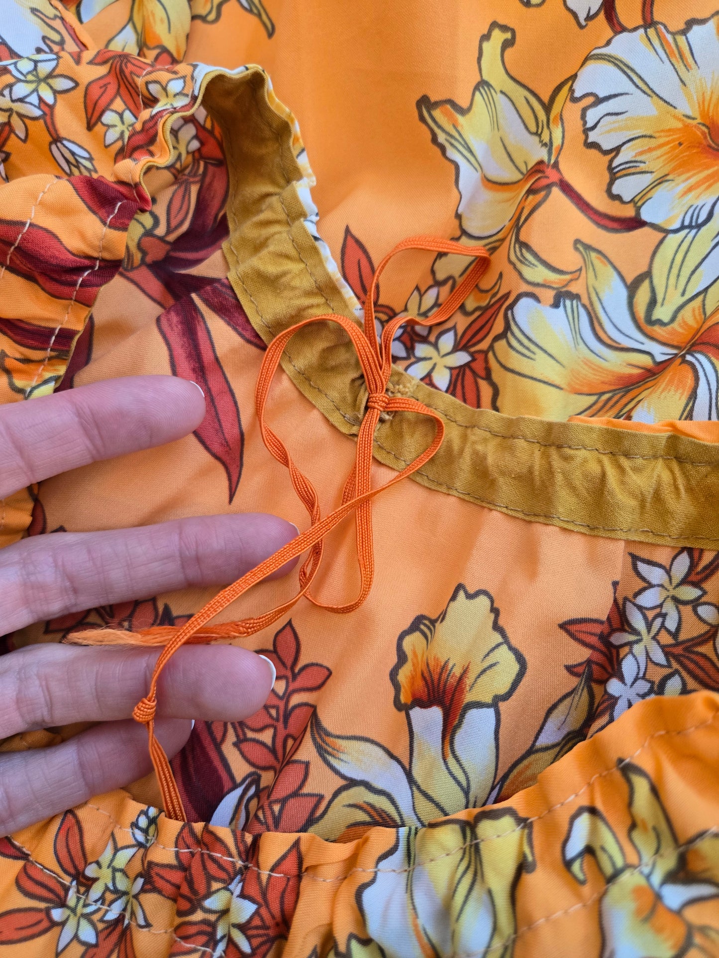 Vintage Hawaiian Palm Short Caftan - OS