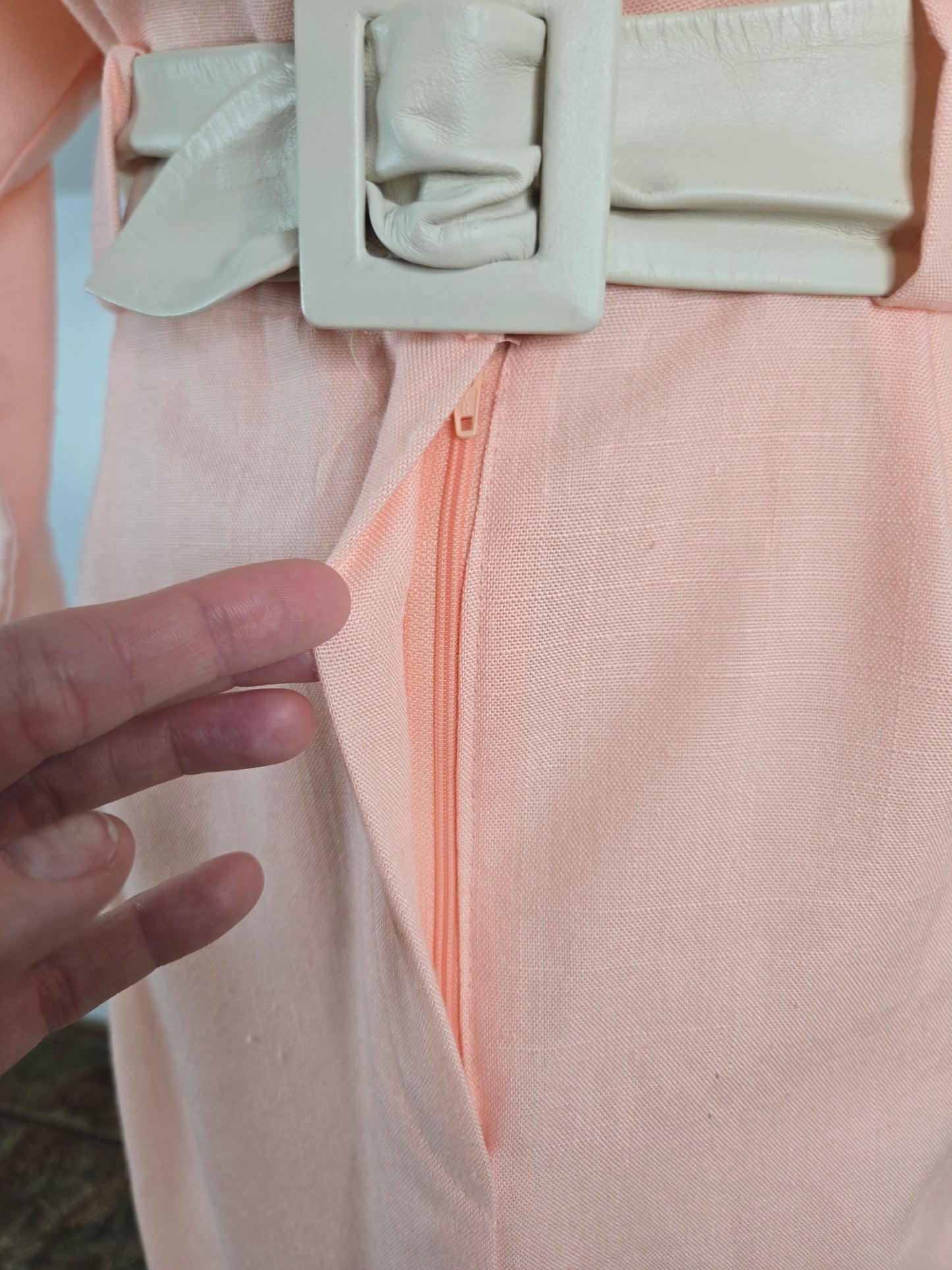 Bedford Fair Vintage 80s Pale Pink Pleated Dress - Medium