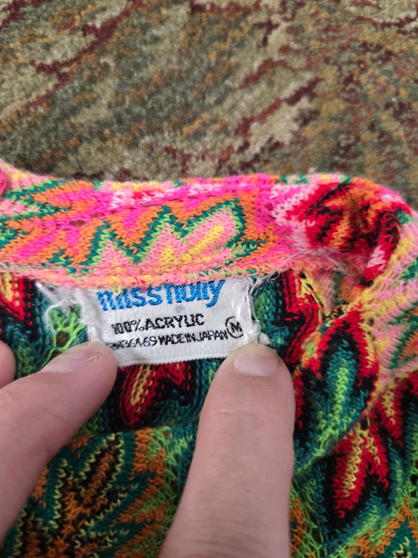 Miss Holly Vintage 70s Crochet Zig Zag Top Made in Japan - medium