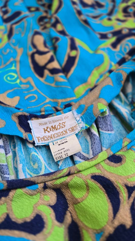 Kimo's Polynesian Shop made in Hawaii Barkcloth Dress - medium