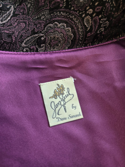 Jonquil Vintage 80s by Diane Samandi Old Hollywood Gray and Purple Velvet Robe - large