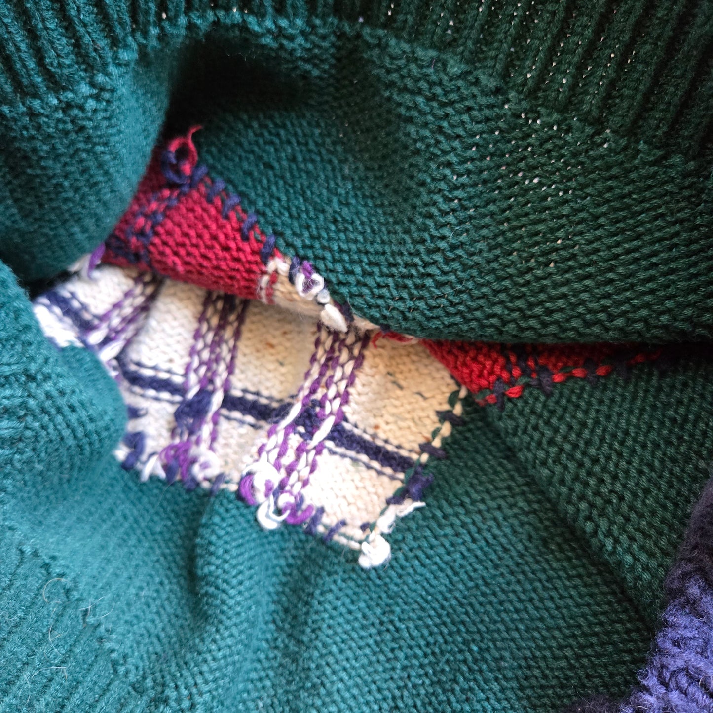 English Sports Shop Bermuda Vintage Plaid Patchwork Sweater - large