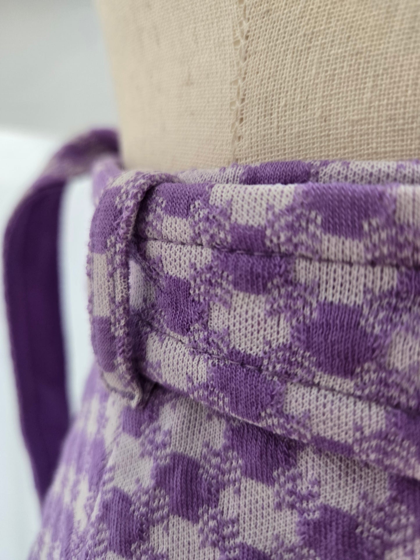 Jantzen Vintage 70s Purple and White Checkered Knit Maxi Skirt - medium