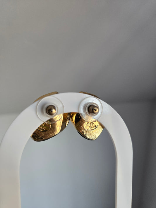 Kenneth Jay Lane for Avon Vintage Black Tulip Pierced Earrings