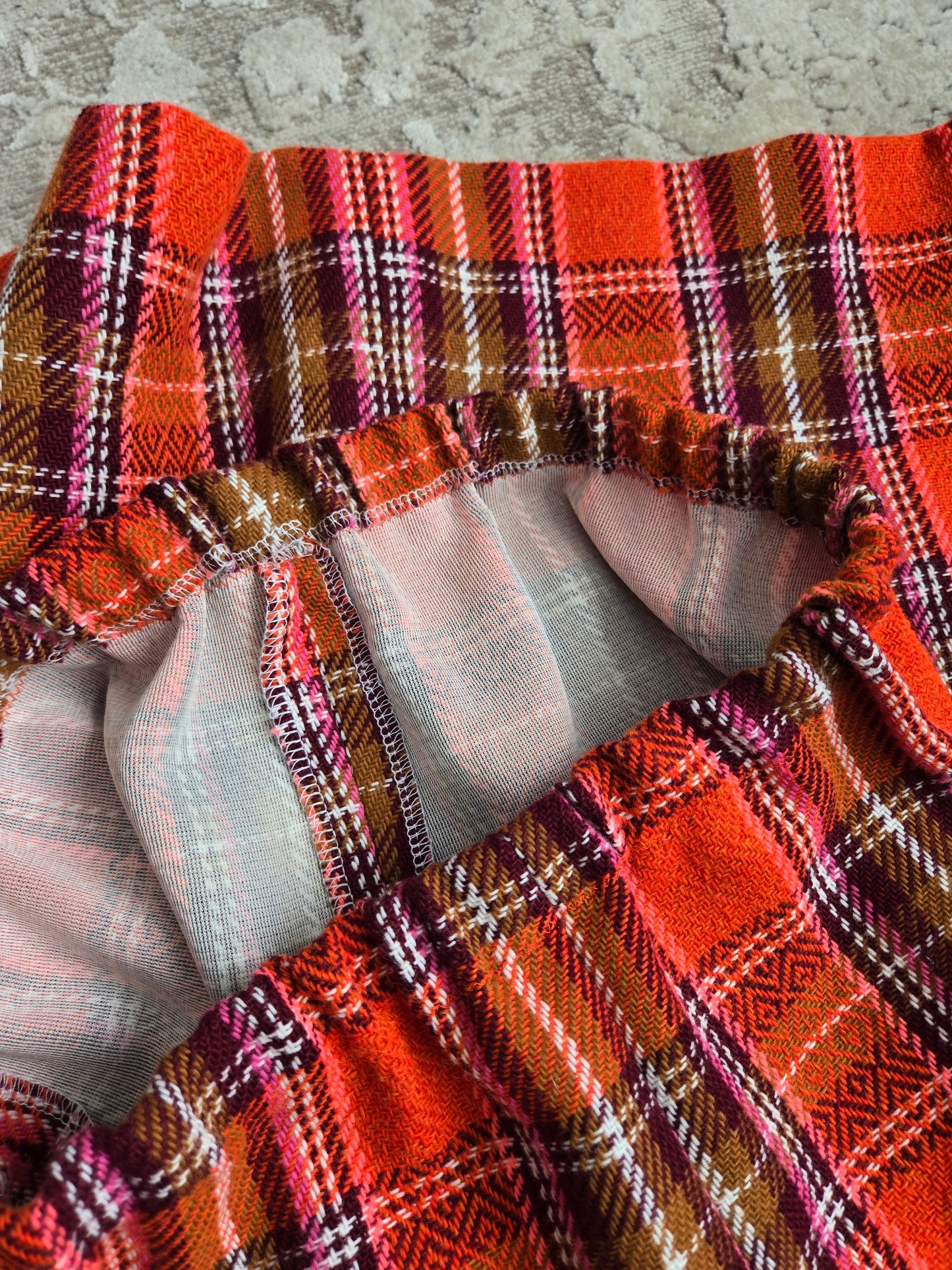 Vintage 70s Polyknit Plaid Skirt - W28-34"