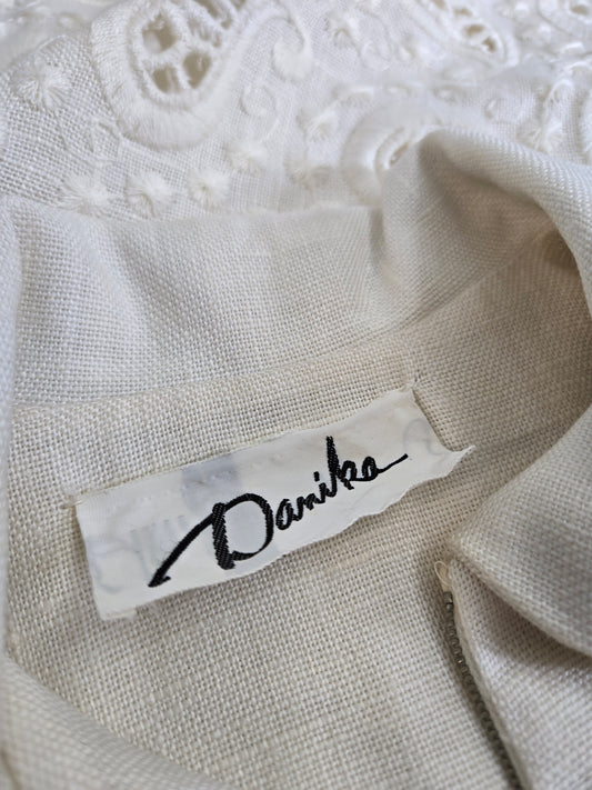 Danika Vintage 1950s Ivory Woven Paisley Dress - Small