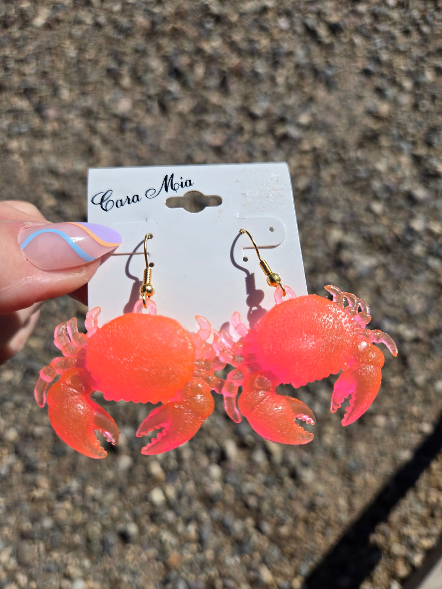 Deadstock Cara Mia Coral Rubber Crab Earrings - #1