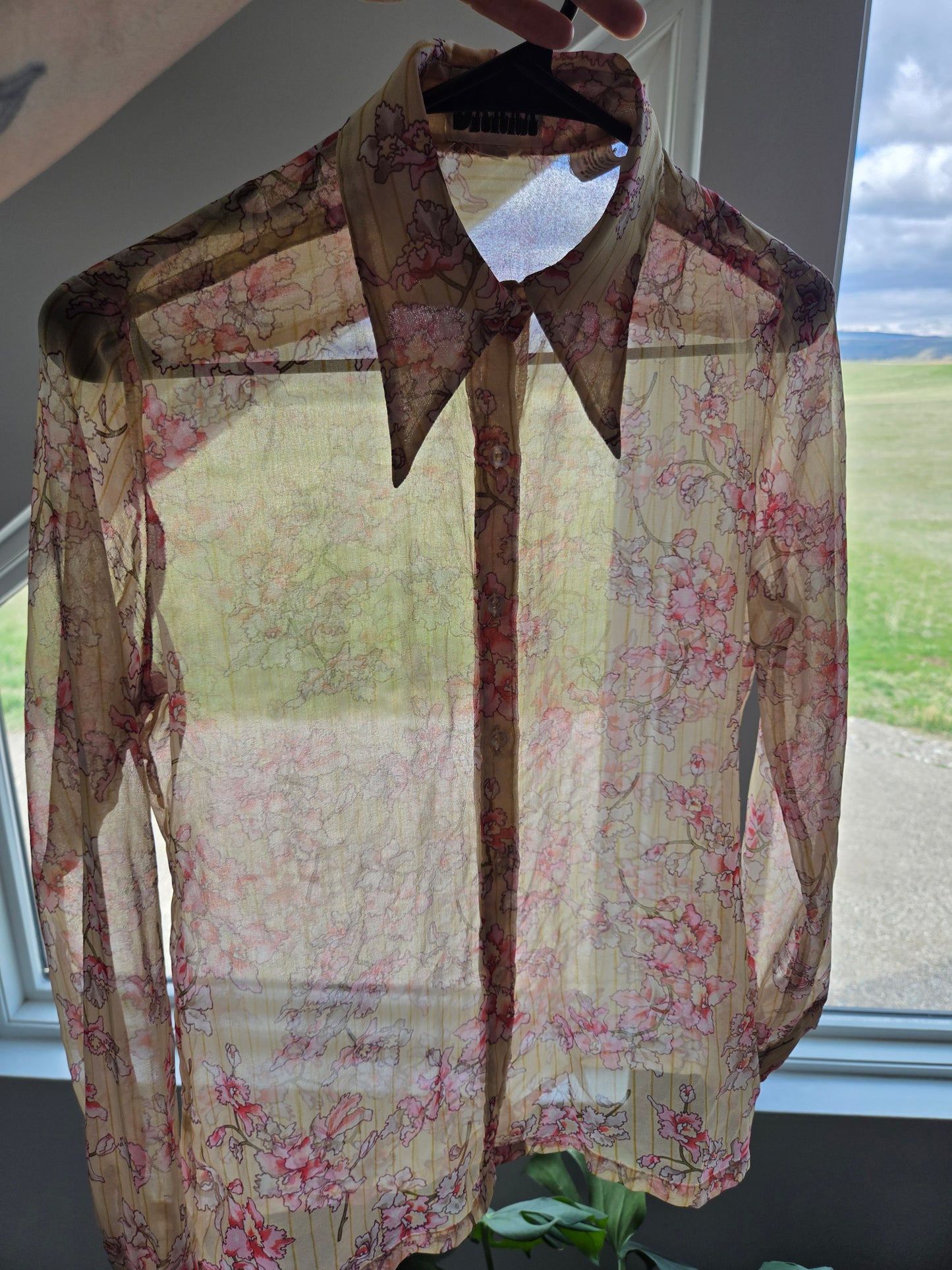 Darra Vintage 60s Western Floral Shear Top Made in Japan - XS/S