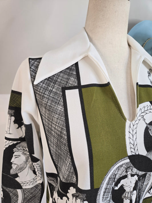 Rare Vintage 70s Ancient Greece Inspired Dagger Top - medium