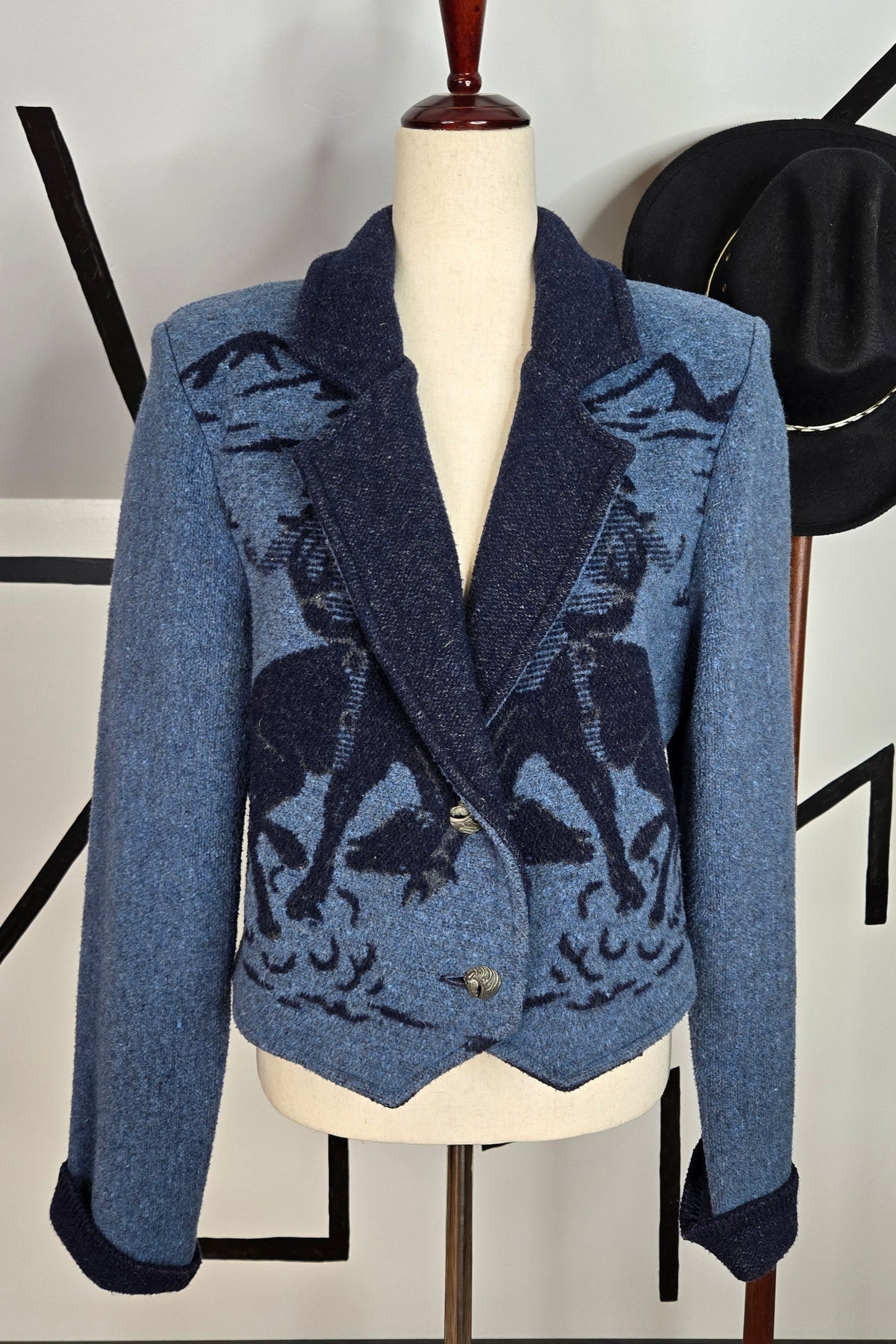Wooded River Vintage Cowboy Jacquard Jacket Made in Idaho of Italian Fabrics - small