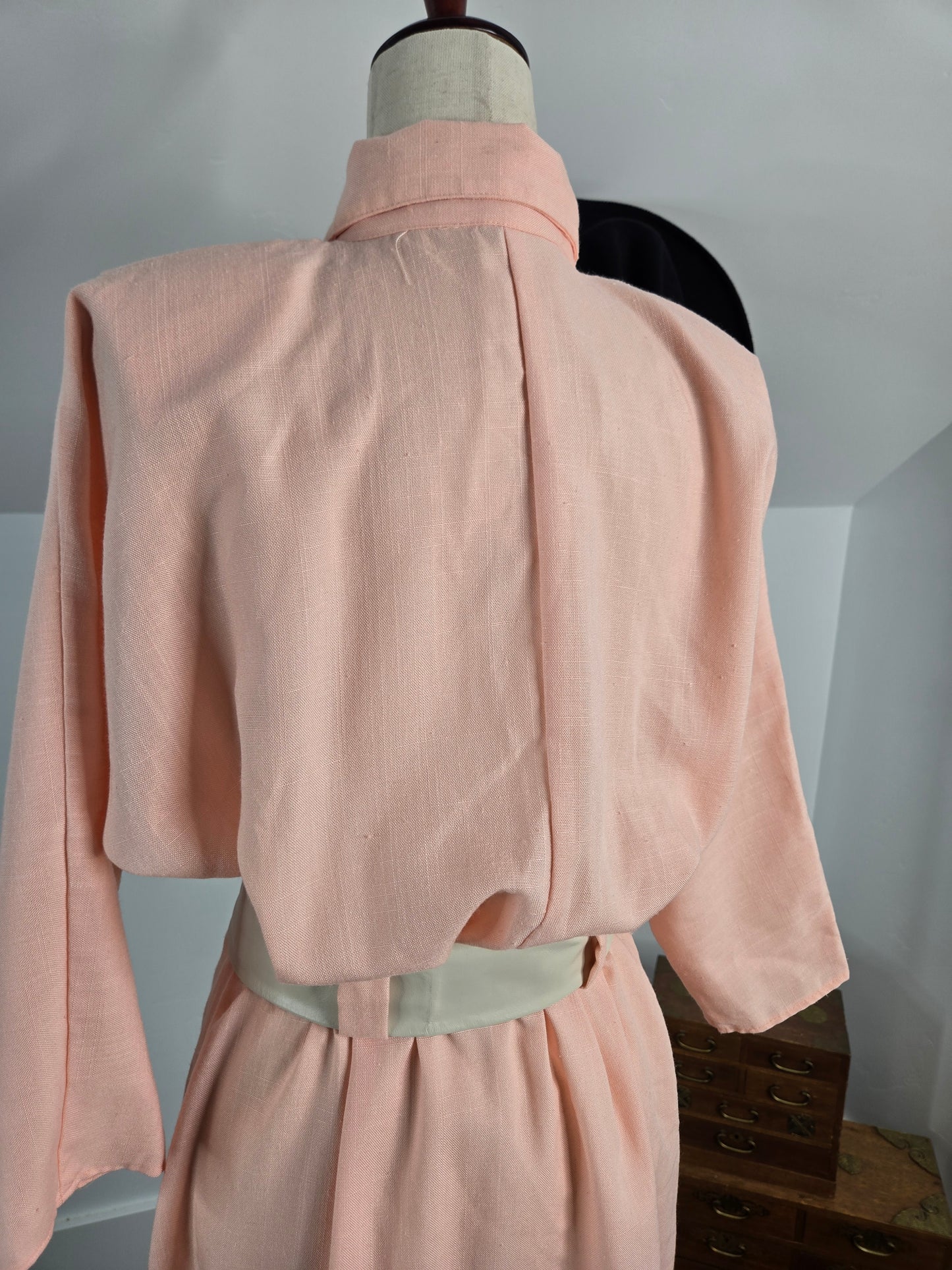 Bedford Fair Vintage 80s Pale Pink Pleated Dress - Medium