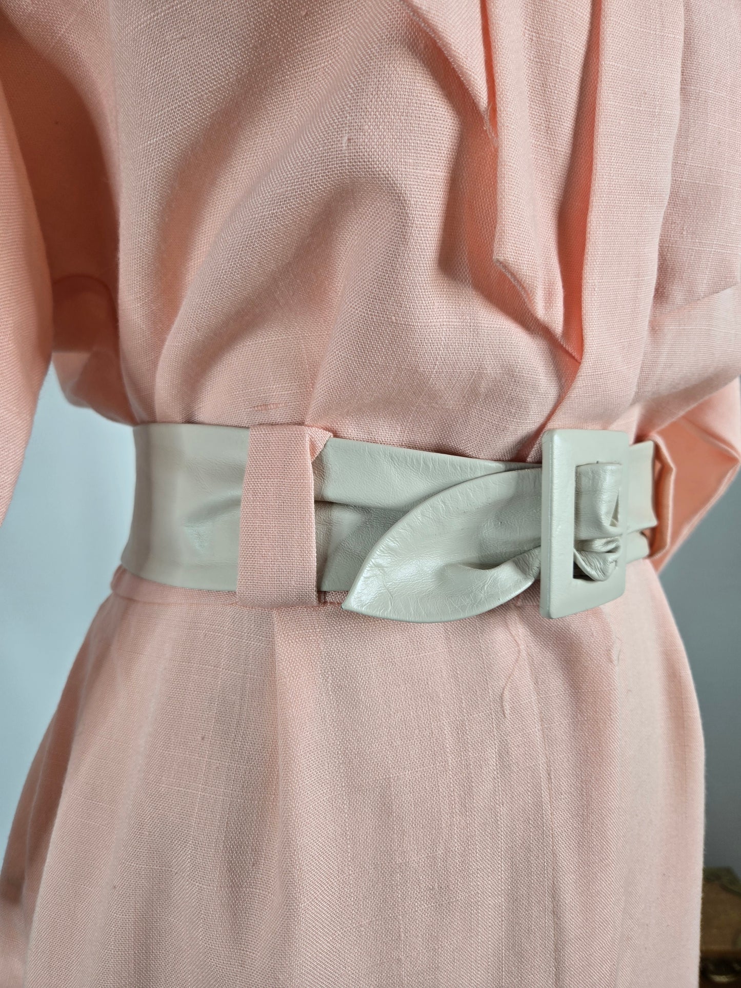 Bedford Fair Vintage 80s Pale Pink Pleated Dress - Medium