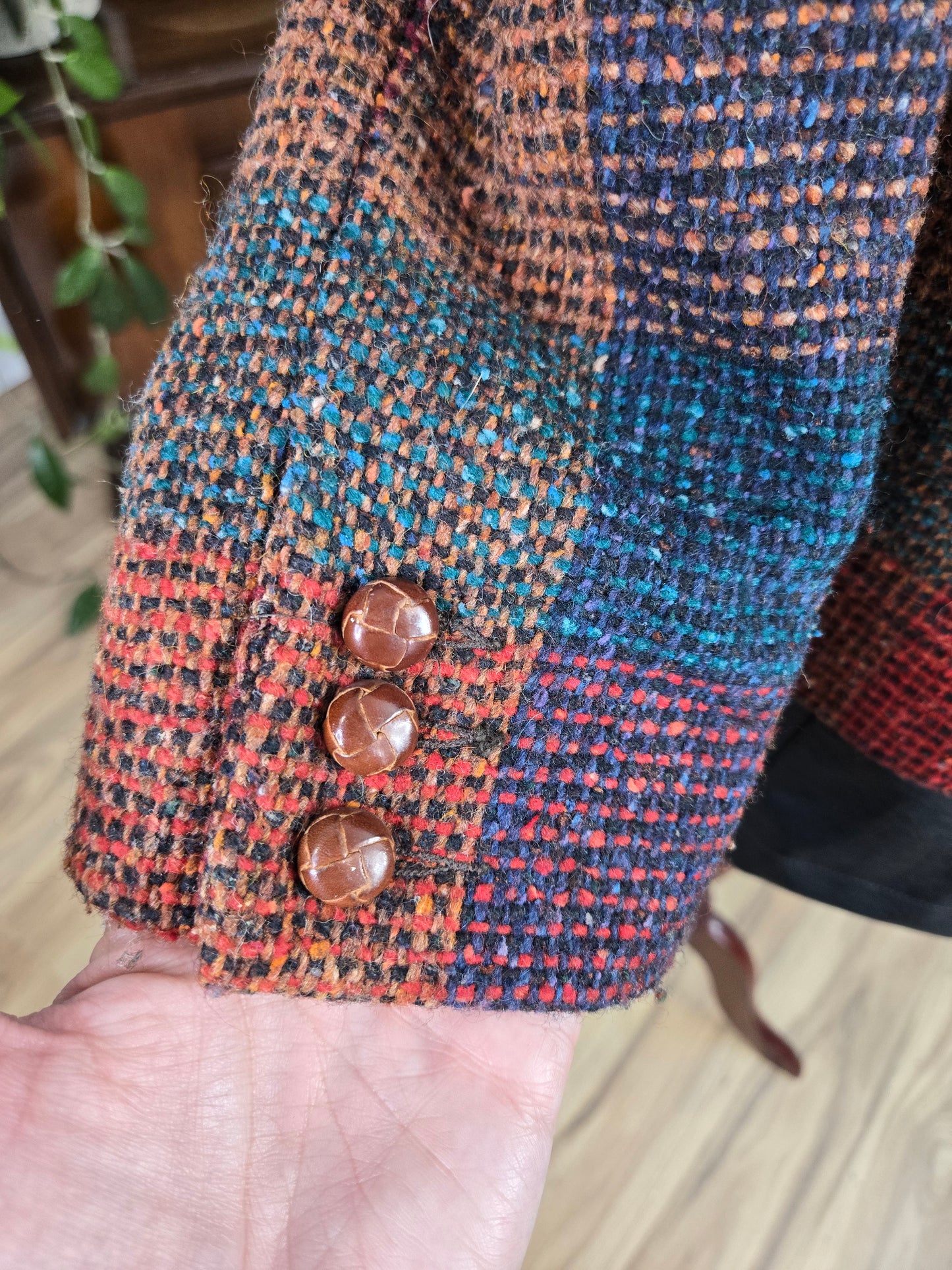 Liz Claiborne Vintage Union Tag Colorful Plaid Wool Blazer - small