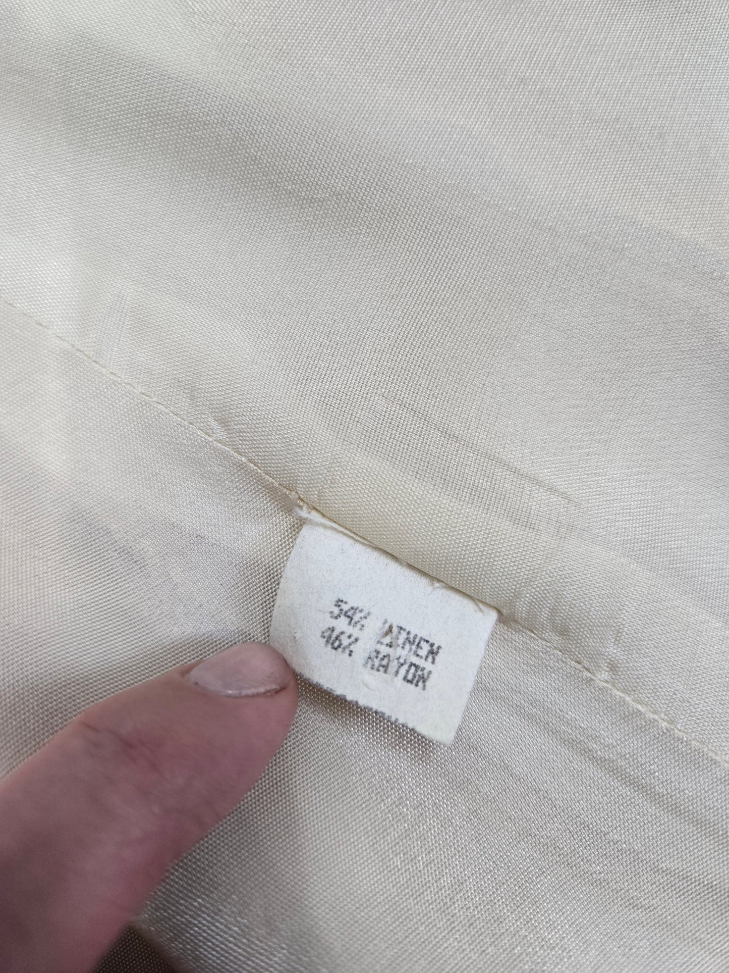 Moschery Vintage Mustard Yellow Linen Peplum Back Blazer - medium