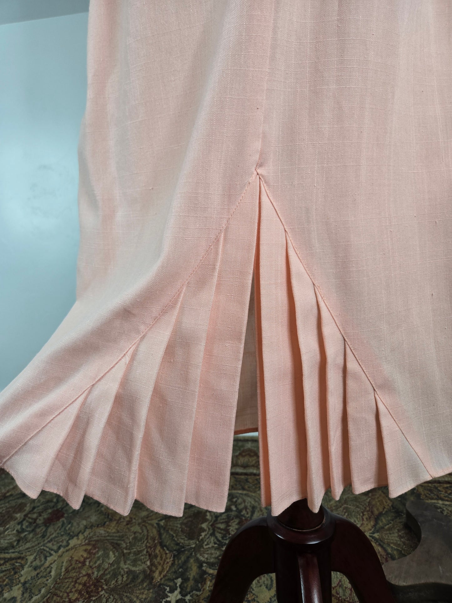 Bedford Fair Vintage 80s Pale Pink Pleated Dress - Medium
