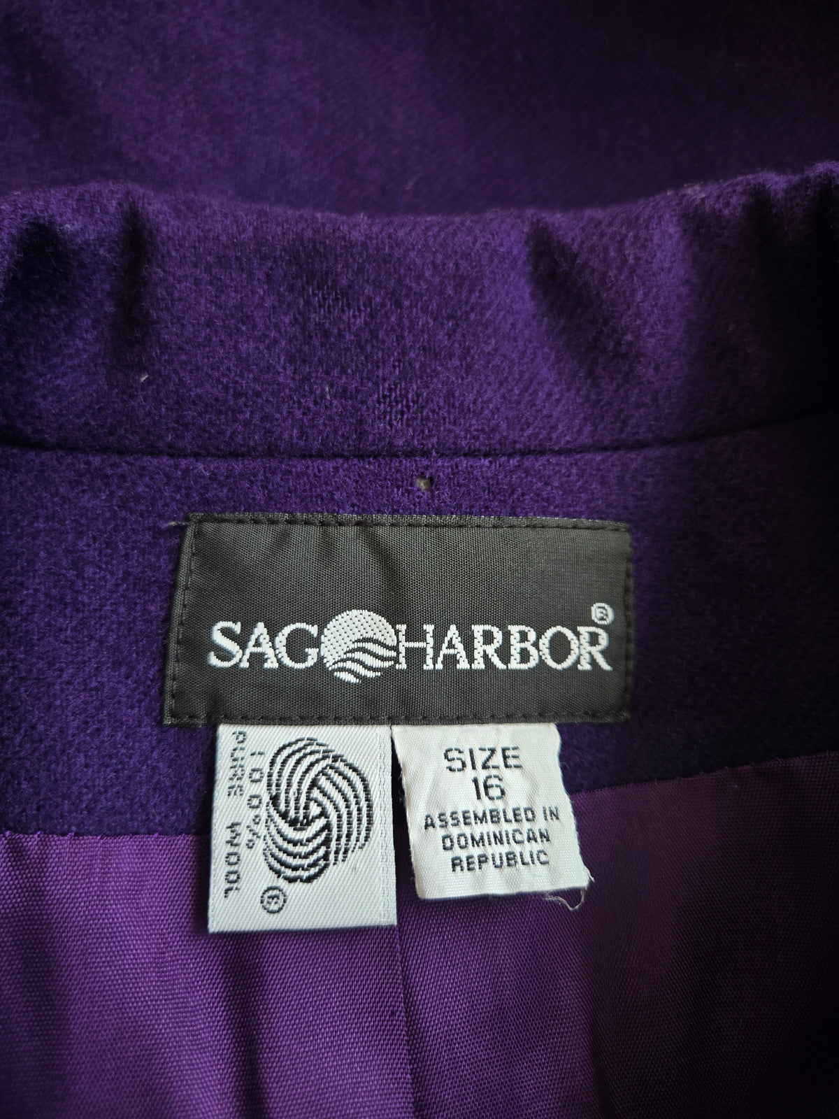 Vintage Sag Harbor Deep Purple Wool Blazer - Size 16