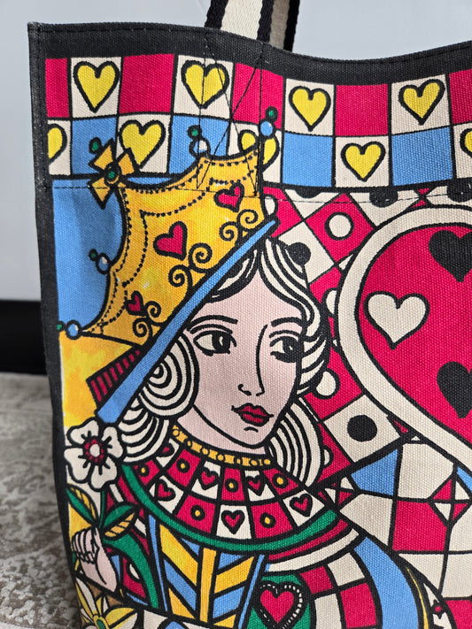Brighton Queen of Hearts Cotton Canvas Large Tote