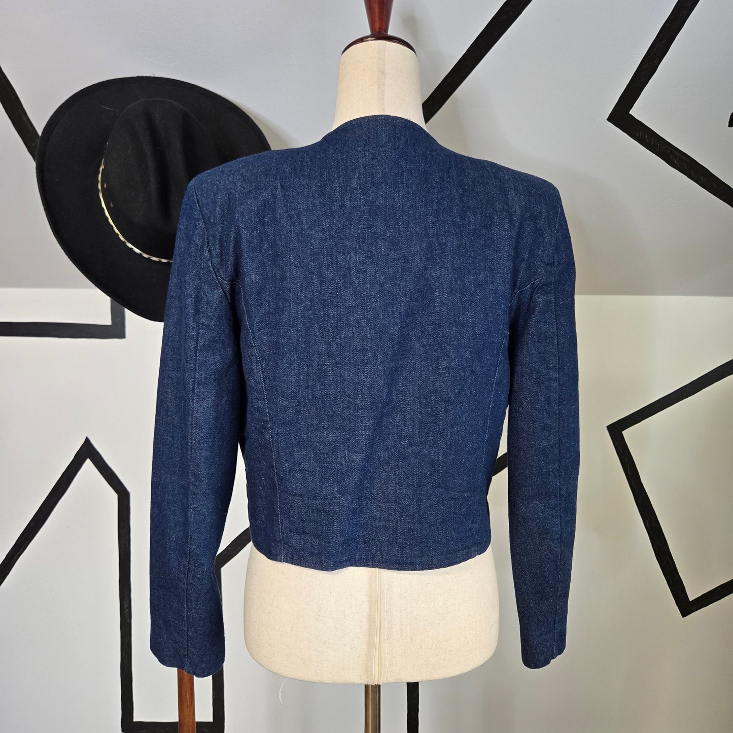 Pioneer Wear Vintage 80s Denim and Tapestry Crop Jacket - Large