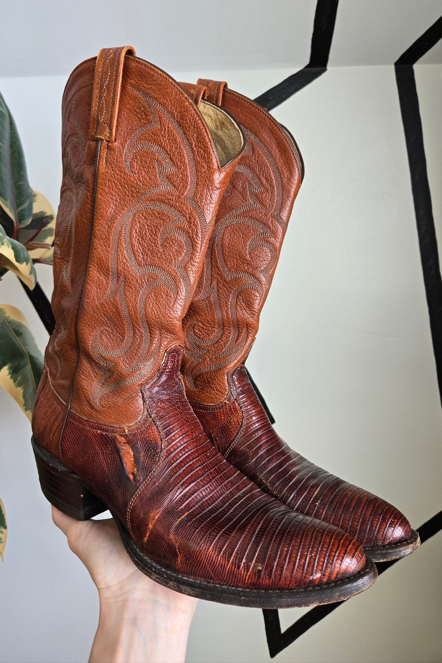 Tony Lama Vintage Teju Lizard 8540 Leather Western Boots - Size 10.5 (womens)