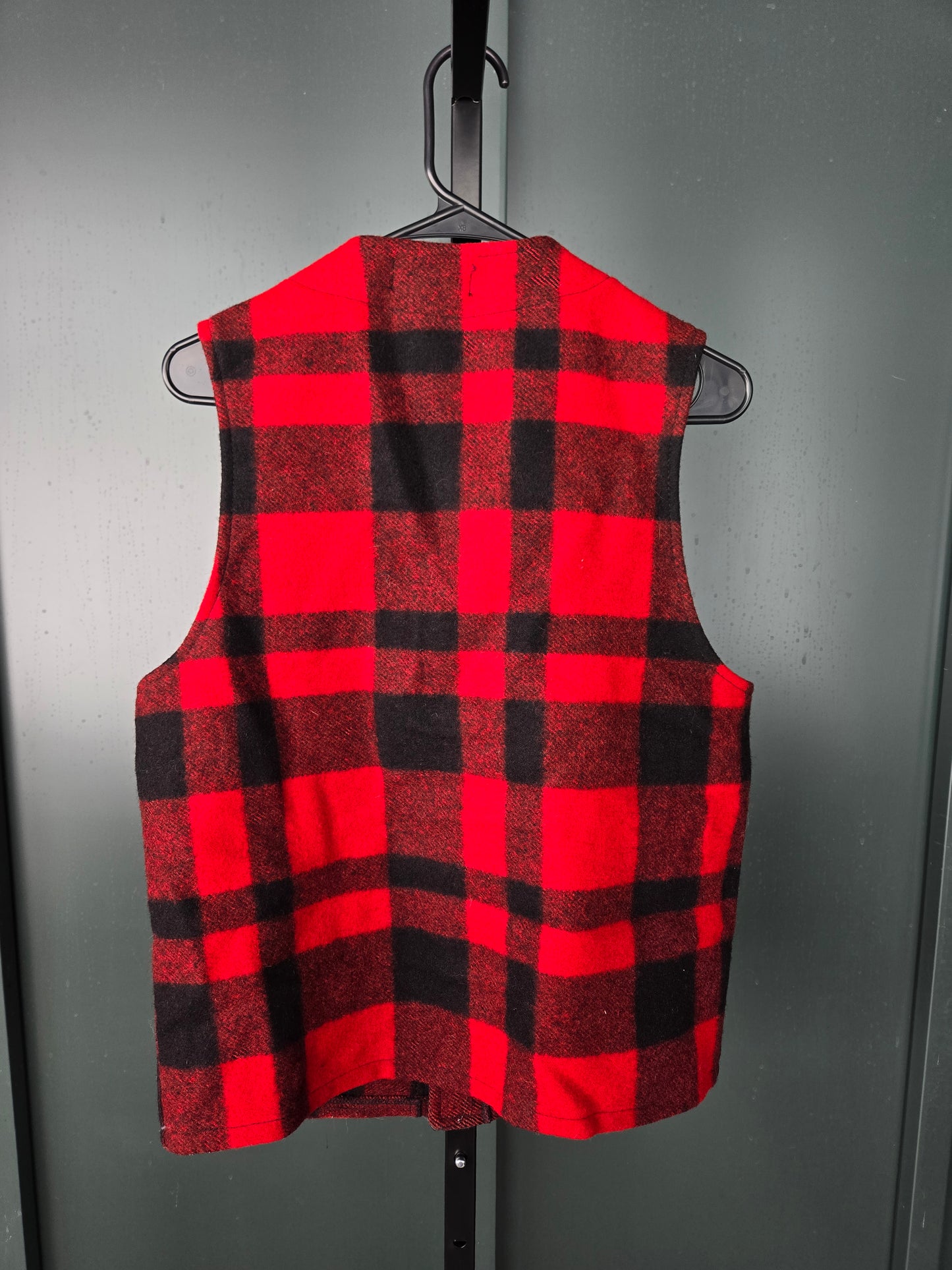 Ruff Hewn Vintage Wool Buffalo Plaid Workwear Vest - medium