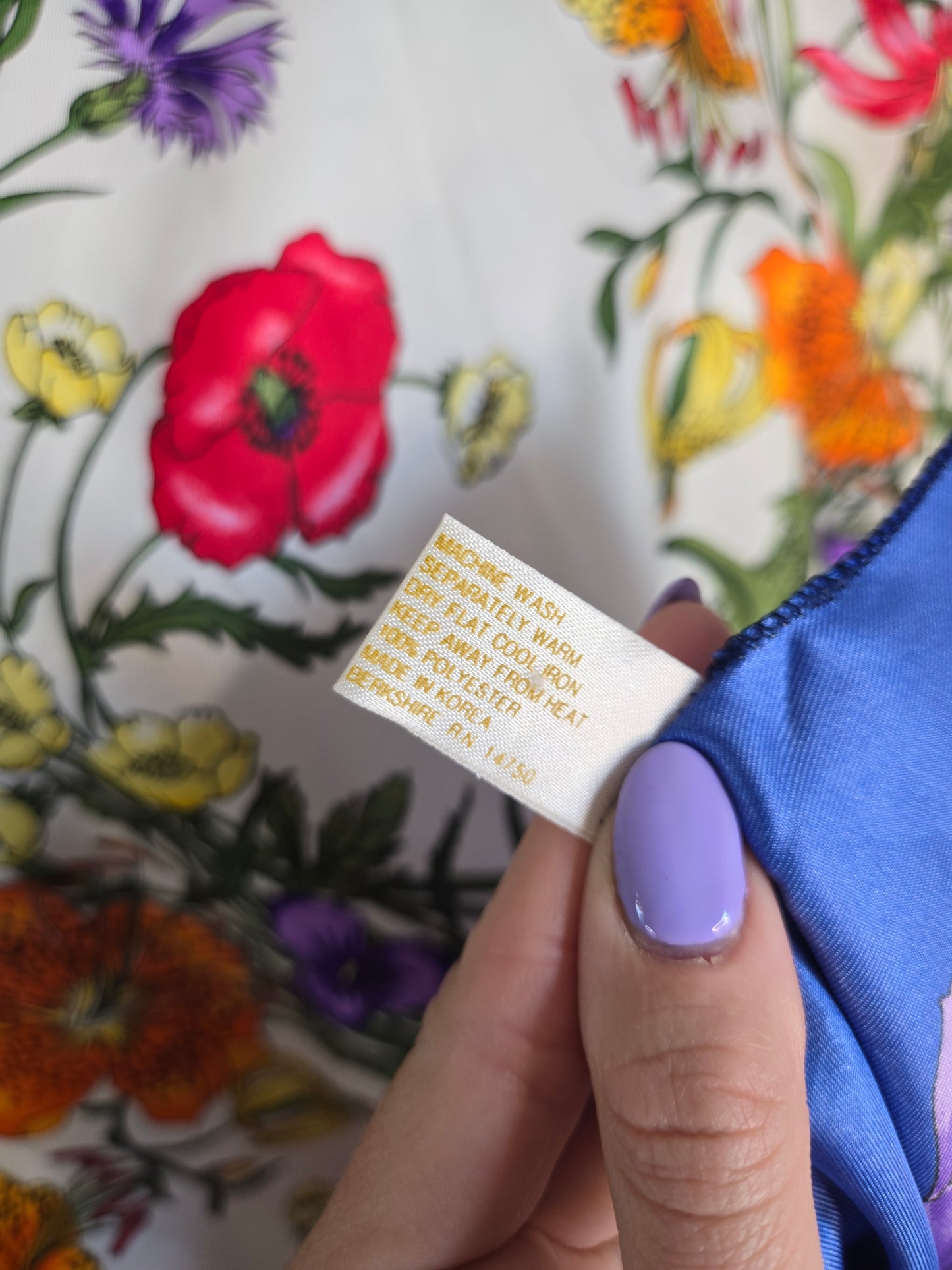 Vintage Berkshire Bright Floral Scarf Made in Korea