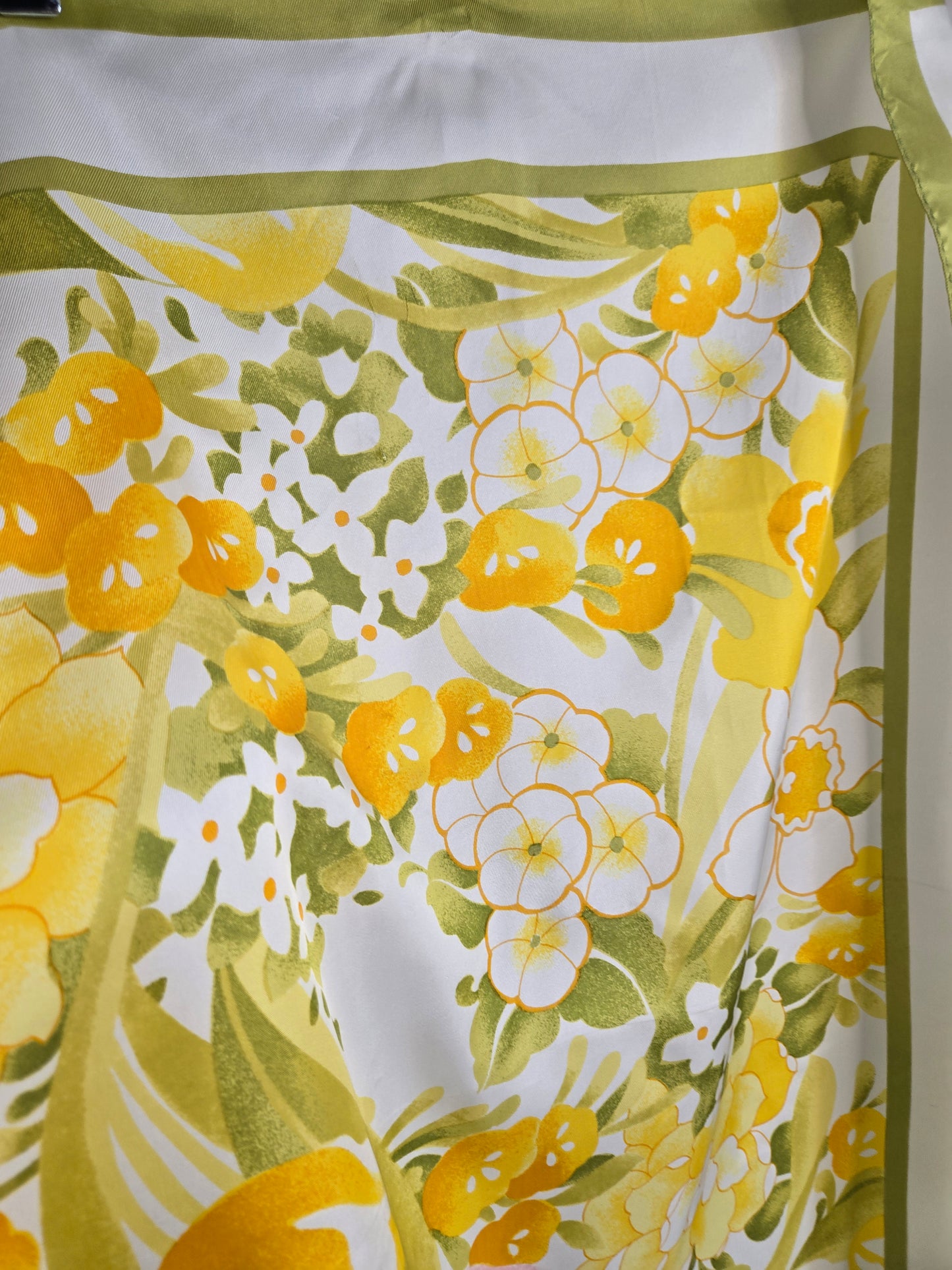 Vintage Avon Bright Yellow Floral Scarf Artist Signed
