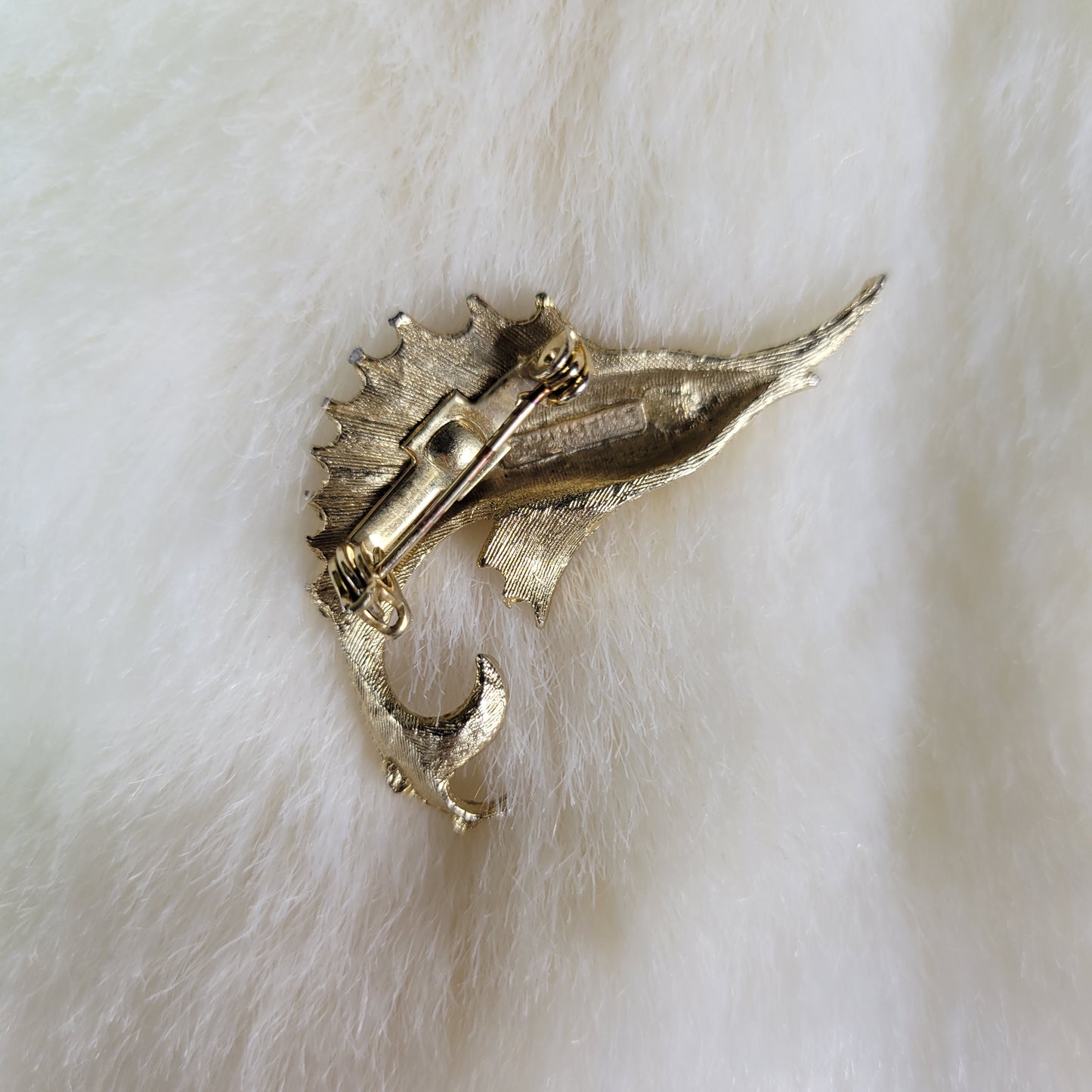 Gold 1960s Swordfish Designer Signed Manselle Vintage Brooch