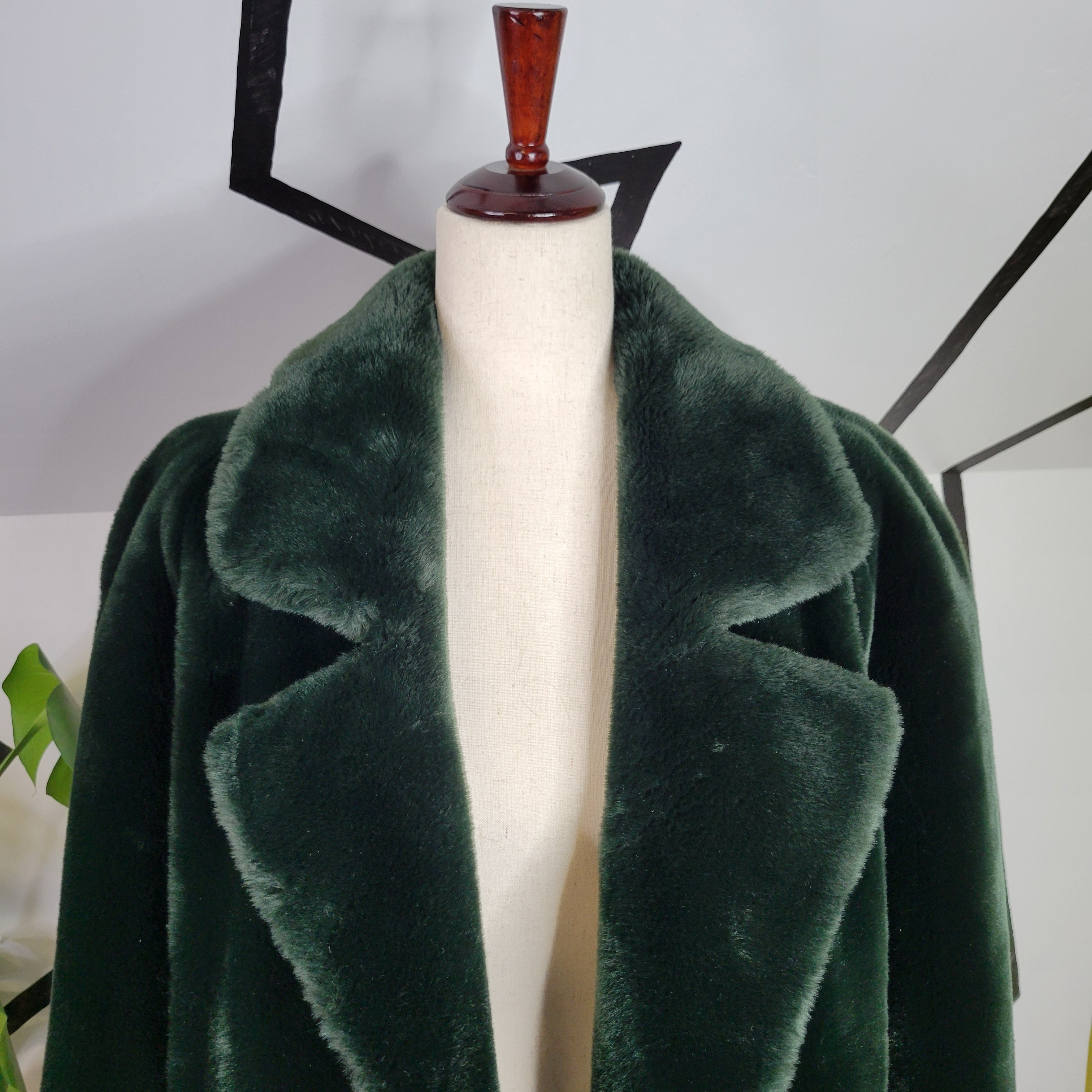 Jean Philippe Ricifriar Made in France Vintage 80s Green Faux Fur Coat -  Large