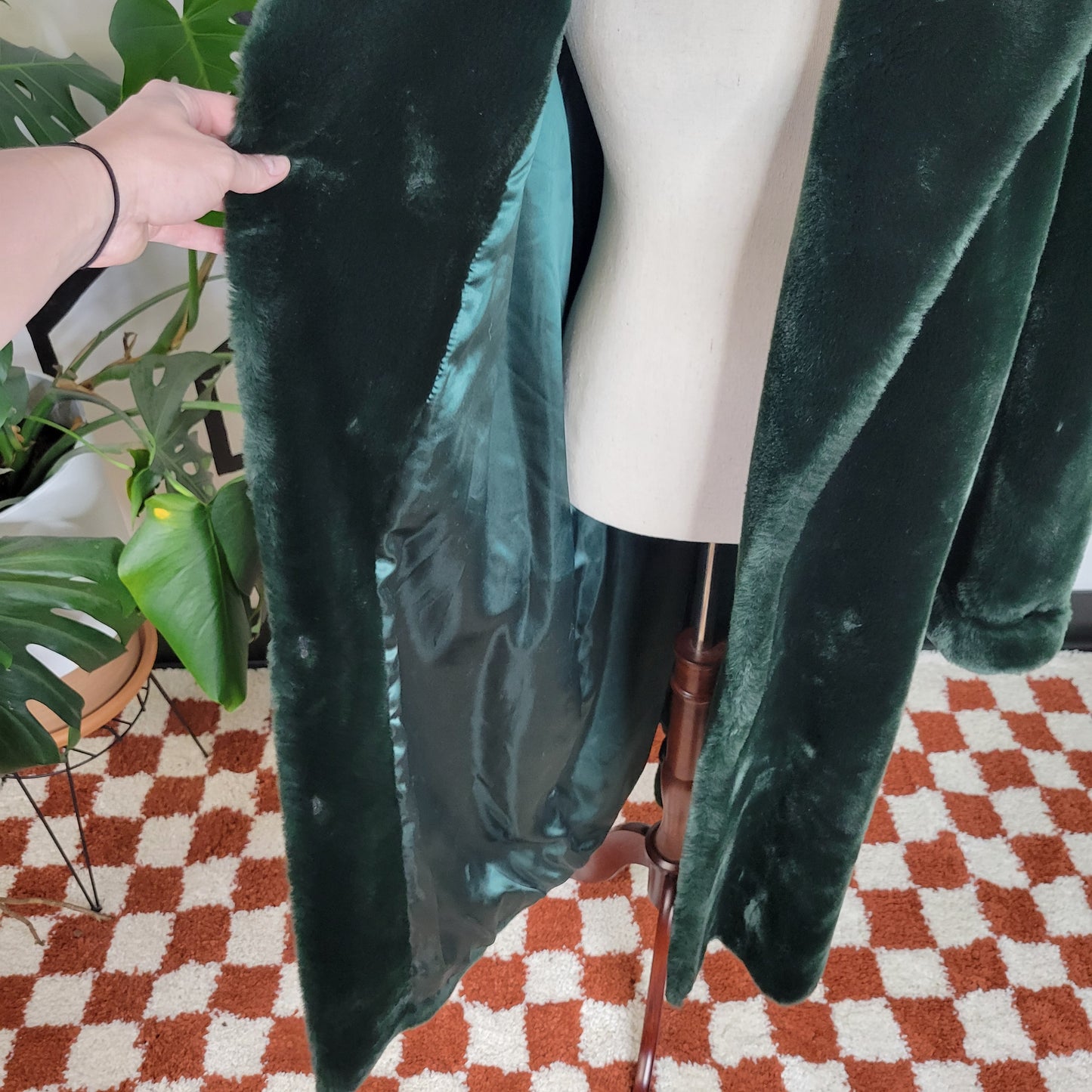 Jean Philippe Ricifriar Made in France Vintage 80s Green Faux Fur Coat - Large