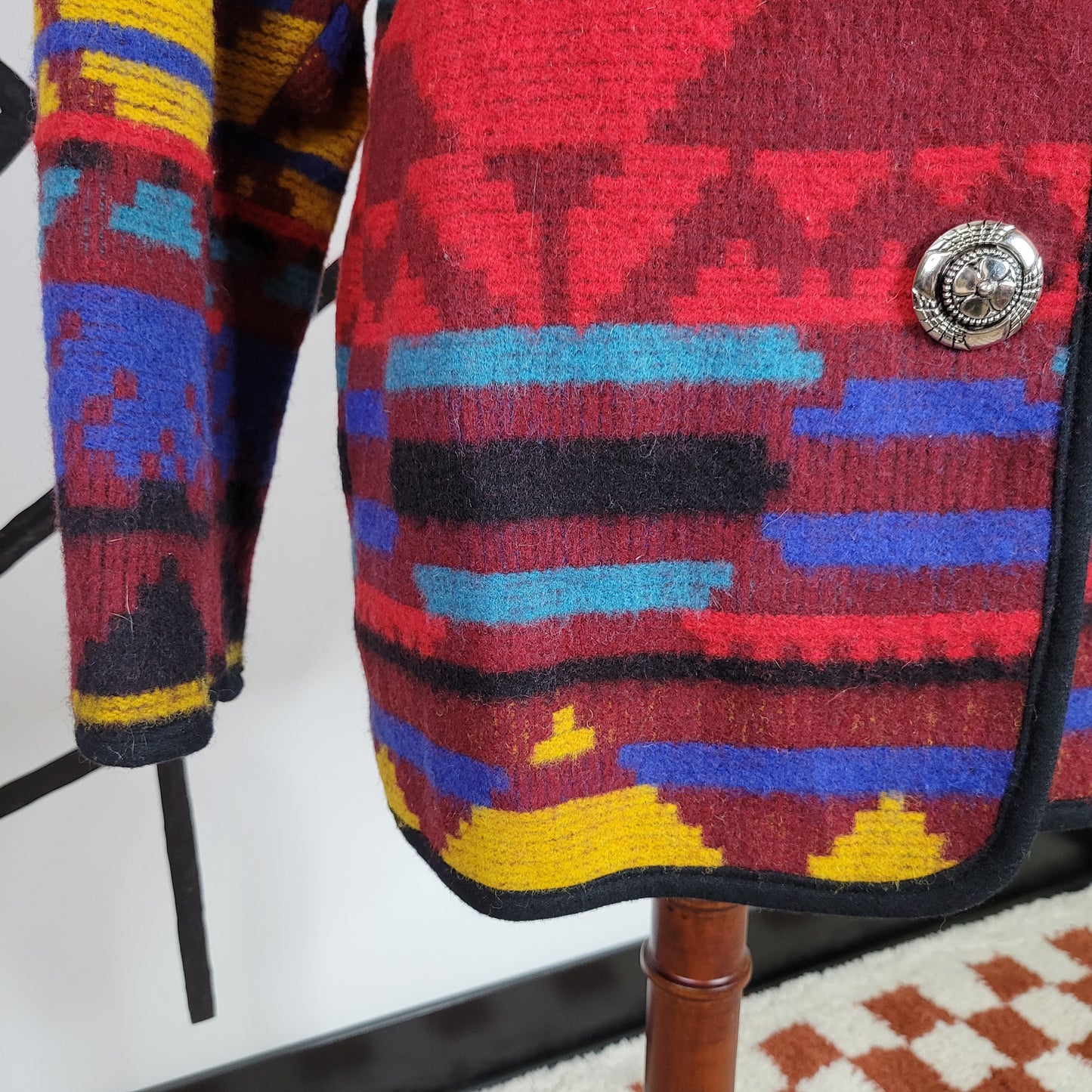 Vintage 80's Ashley Scott Wool Southwest Colorful Jacket - large