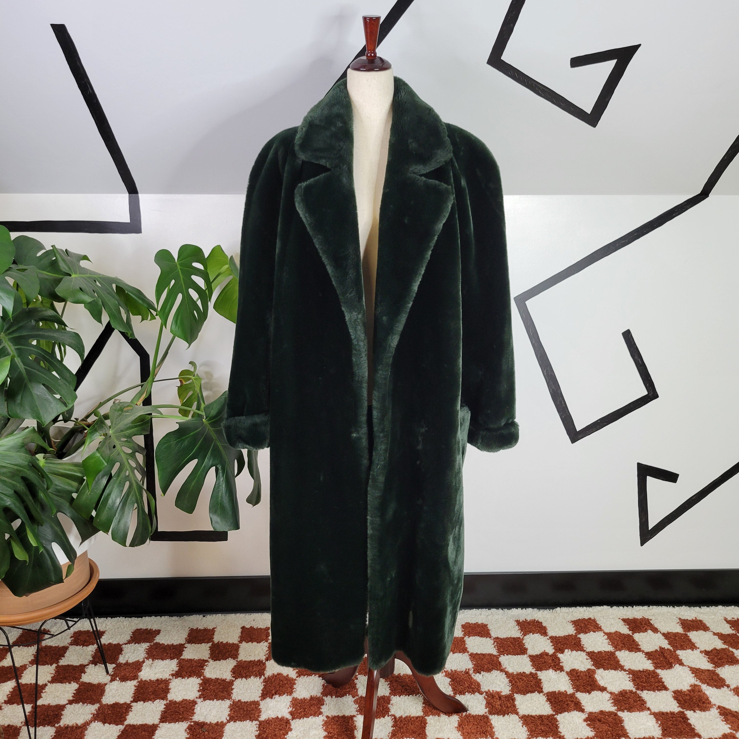 Jean Philippe Ricifriar Made in France Vintage 80s Green Faux Fur Coat -  Large